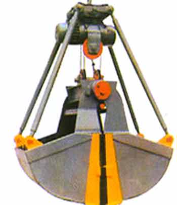 Ore-mine clamshell bucket crane