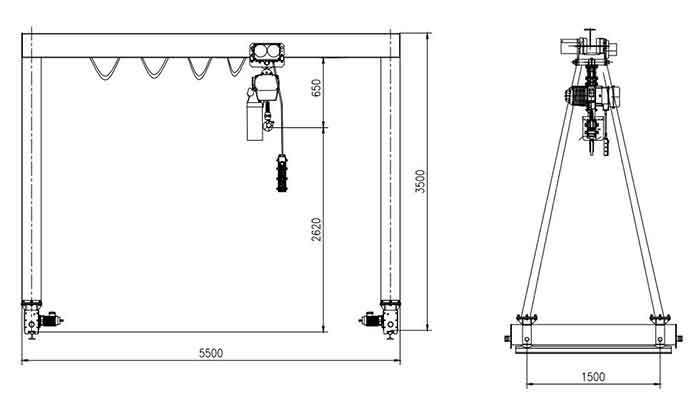 Rail travelling small gantry crane drawing Rail travelling small gantry crane drawing