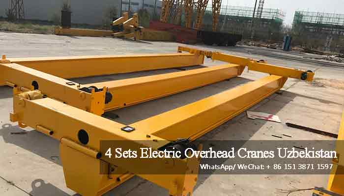Electric single girder overhead cranes, 4 sets for delivery to Uzbekistan
