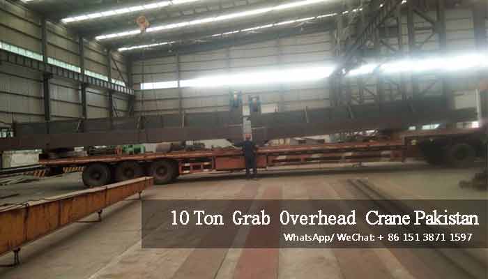 Main girder production of 10 ton grab bucket overhead crane for sale Pakistan Main girder production of 10 ton grab bucket overhead crane for sale Pakistan