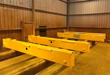 End carriages of double electric hoist single girder overhead crane project 6.3 ton + 6.3 ton 