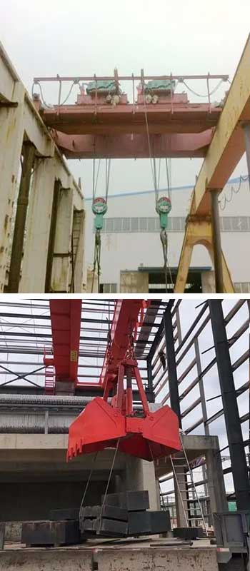Overhead bridge crane for mining, tandem crane and grab crane
