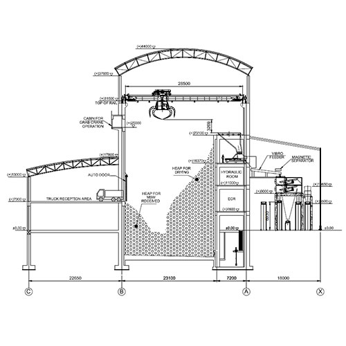 orange peel grab bucket eot crane for waste handling in energy recycling 