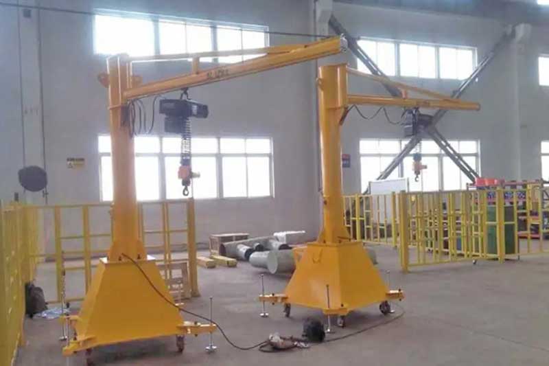 Small floor mounted jib crane on wheels with light kbk cantilever design 
