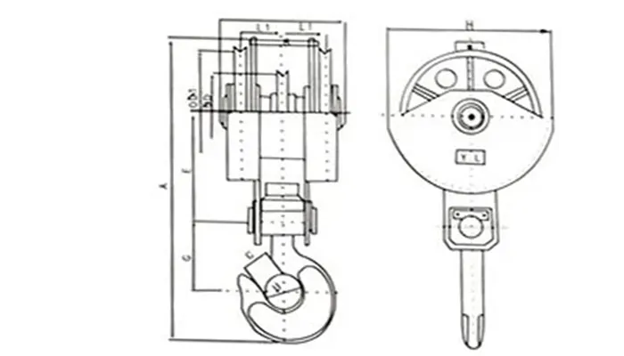 Customized electric motorized rotatry crane hook 16 ton drawing 