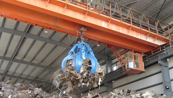 overhead crane with grab bucket for steel scrap handling  overhead crane with grab bucket for steel scrap handling