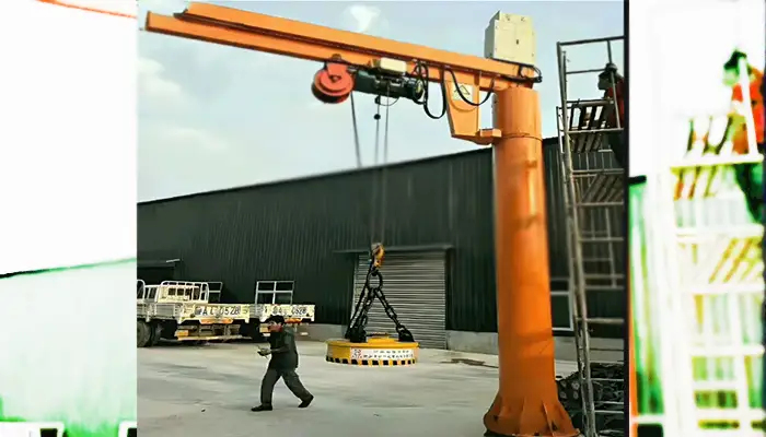 Pillar jib crane for scrap handling for outdoor use  Pillar jib crane for scrap handling for outdoor use