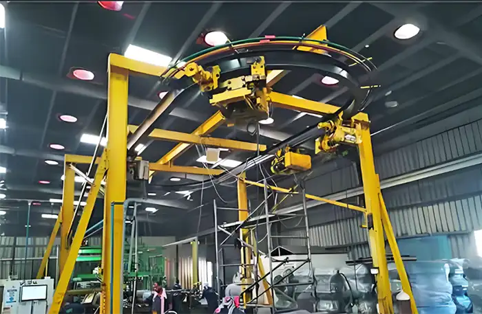 monorail electric hoist on curved rail and track for industrial use 