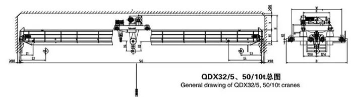 Heavy Duty Bridge Crane Specification 32/5 Ton & 50/10 Ton