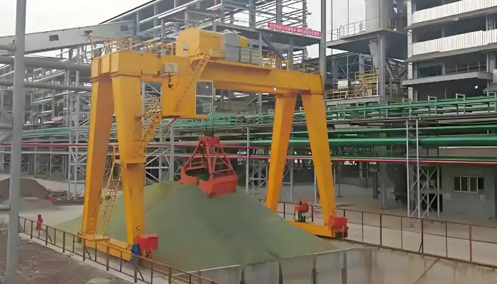 double girder gantry crane with grab bucket for bulk material handling 