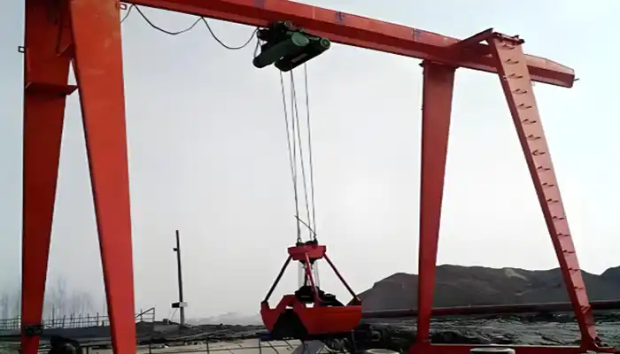 single girder gantry crane with grab bucket for sale 