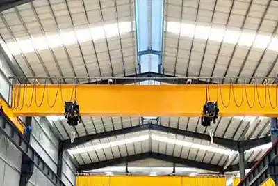 European style single girder overhead bridge crane wiht double hoists