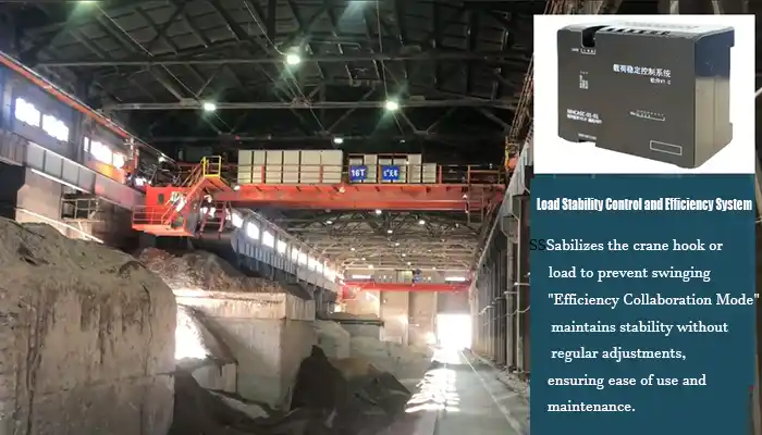 Load stbility control and efficiency system for grab bucket overhead crane automation 