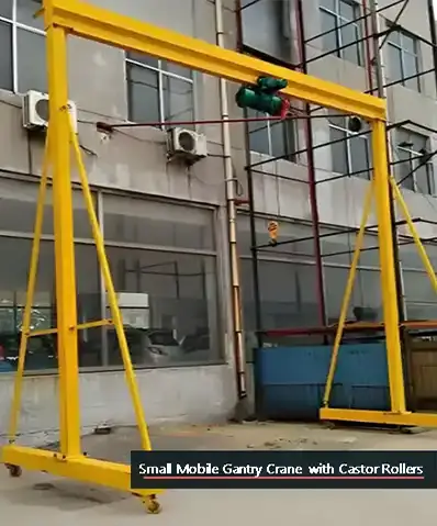 small portable gantry crane with rolling castors with capacity up to 10 ton