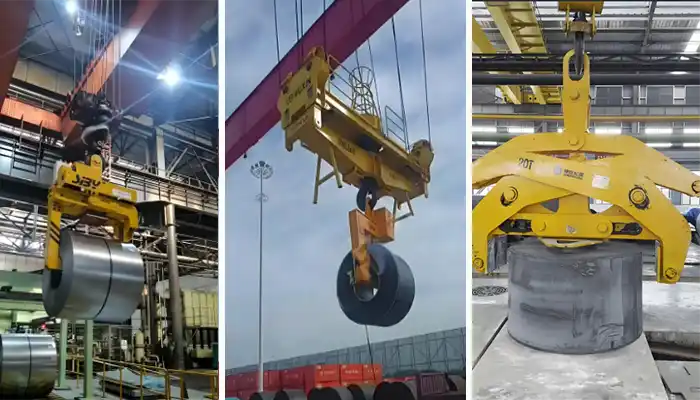 Overhead bridge cranes for steel coil handling, tailored overhead cranes with different coil lifters 