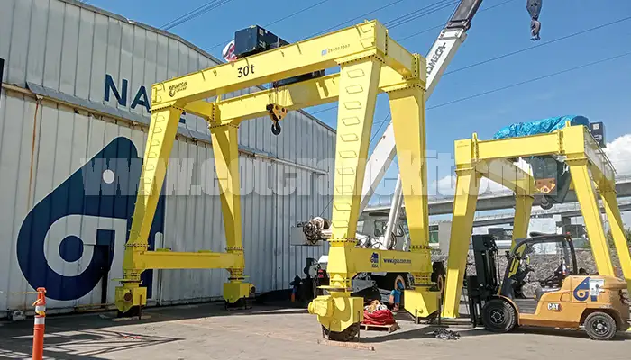 rubber tyred gantyr crane for sale Mexico, 30 ton rtg crane and 50 ton rtg crane wih A frame gantry crane design