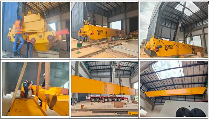 main girder assembly of heavy duty open winch trolley overhead crane 