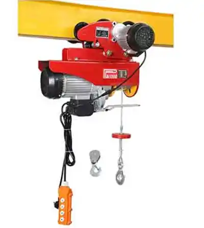 Mini electric wire rope hoists with double hooks