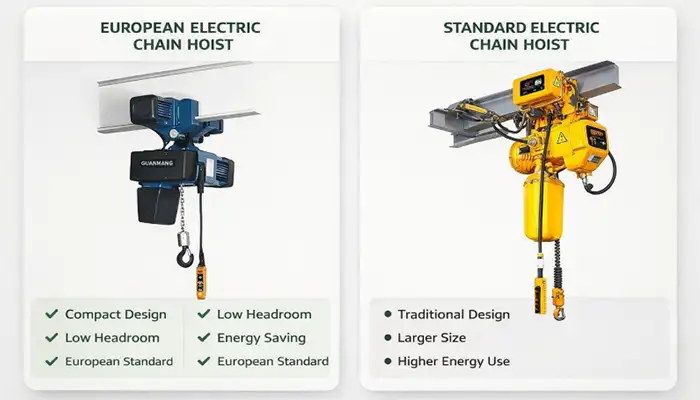 Motorized trolley travellding electric chain hoist designs comparison