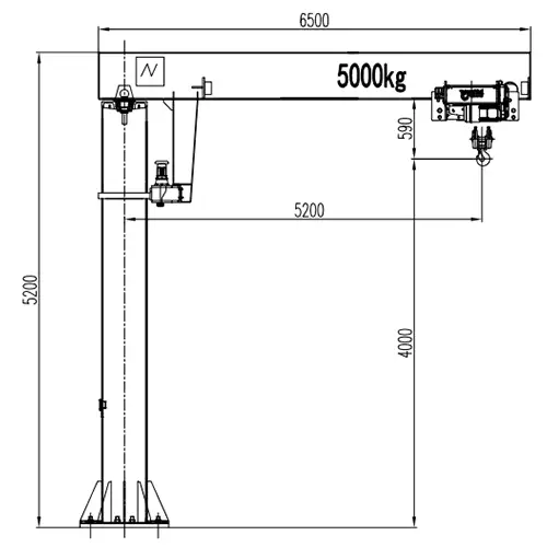 BZ 5t Pillar Jib Crane Drawing - BZ5t-6.5m A5 NR Hoist 270°