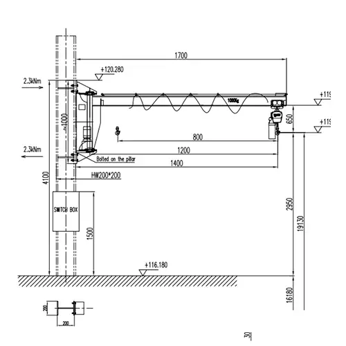 1 Ton Explosion-Proof Jib Crane Drawing - BX1t-1.4m A3 ExdIICT4 