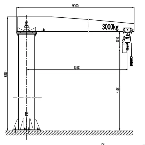 Heavy-Duty Pillar Jib Crane for Large Workshop Lifting 3t r8.2m h4.5m