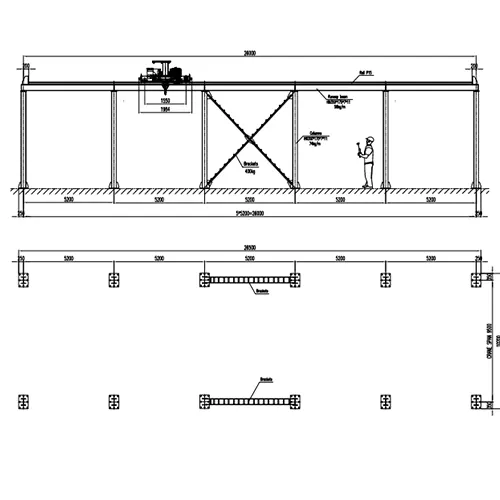 5 Ton Single Girder Overhead Crane with Steel Structure Drawing 9.5m Span