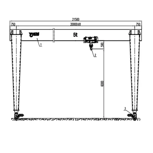 Long Travel Gantry Crane 5 Ton 70m Runway - MHO 5t S20m H6m