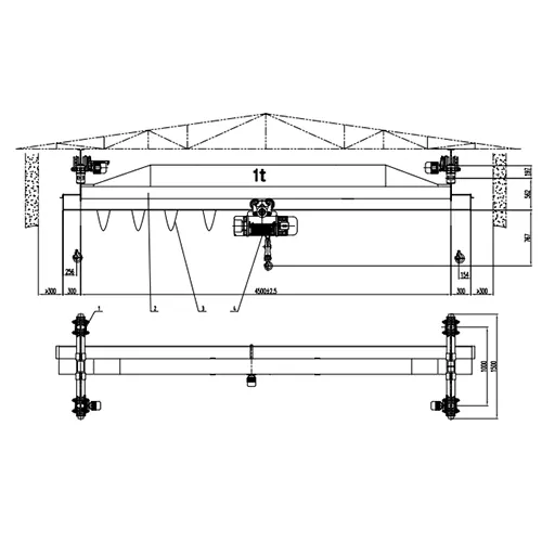Cantilever Underhung Crane 1 Ton S4.5m H18m VFD 