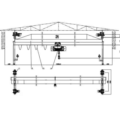 Crane End Carriage 2 Ton S12m A3 × 4 Sets | End Beam, End Truck Drawing