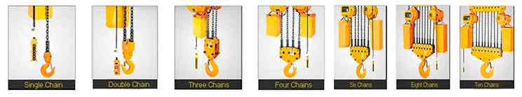 electric chain hoists with different chain fall designs