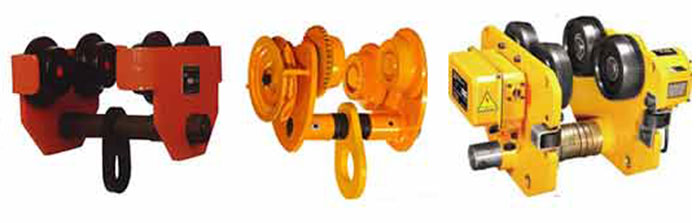 hoist trolley: plain trolley, geared trolley, and motorized trolley