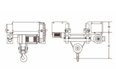 Low headroom wire rope hoist