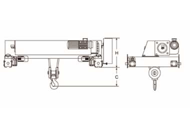 Low headroom wire rope hoist