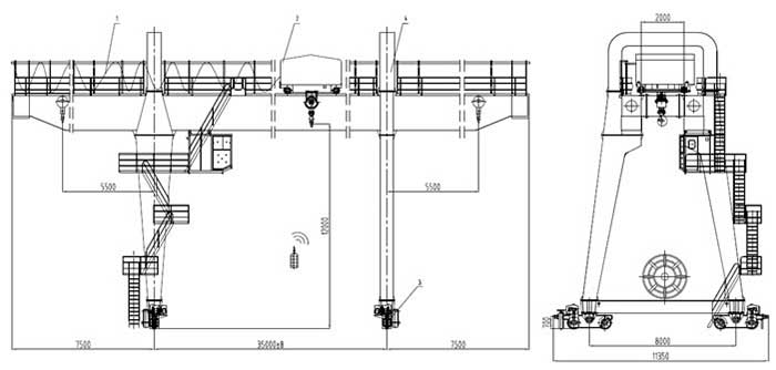 box girder double beam gantry crane drawing