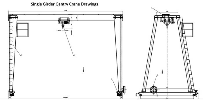 European style single girder overhead crane based on FEM standards 