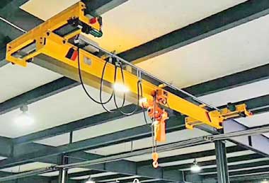 Underslung single girder overhead crane with electric chain hoist
