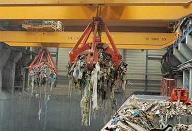 Wastes handling grab overhead crane