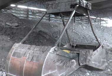 Coal, ore, mineral handling grab overhead crane