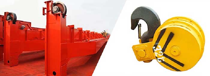 Main girder & crane hook - parts and components of double trolley overhead crane