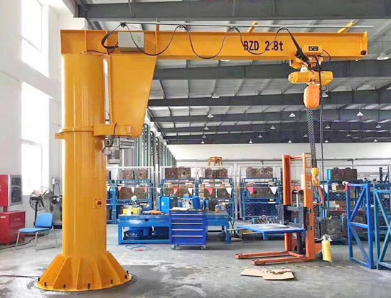 Rotating jib crane under installation