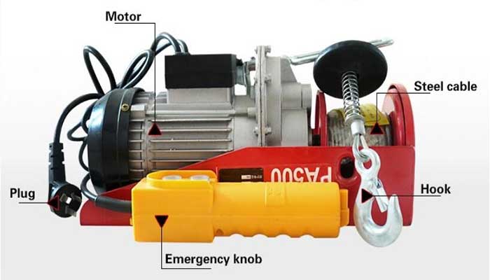 Fixed type mini electric wire rope hoists with double hooks Fixed type mini electric wire rope hoists with double hooks