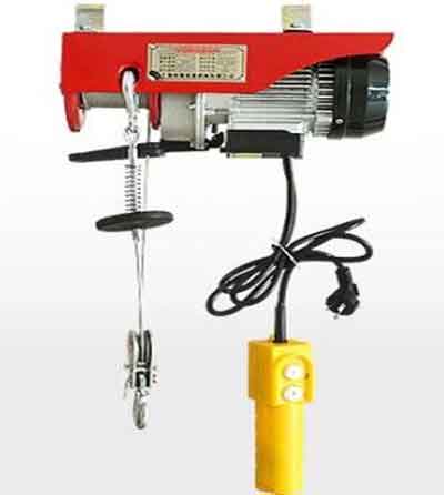 Fixed type mini electric wire rope hoists with double hooks