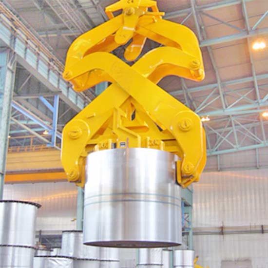 Lifting tongs for vertical steel coil handling 