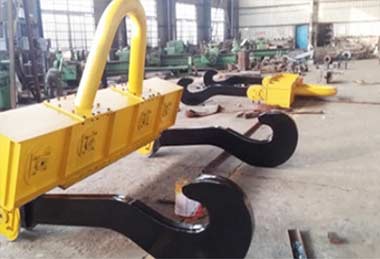 Double girder overhead crane below hook device and crane attachment- Ladle hook