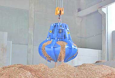 Grab overhead crane for waste recycling and sorting