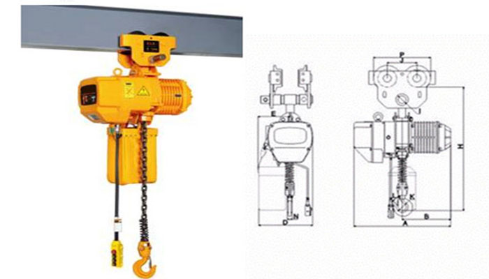 Electric chain hoist with manual trolley Electric chain hoist with manual trolley