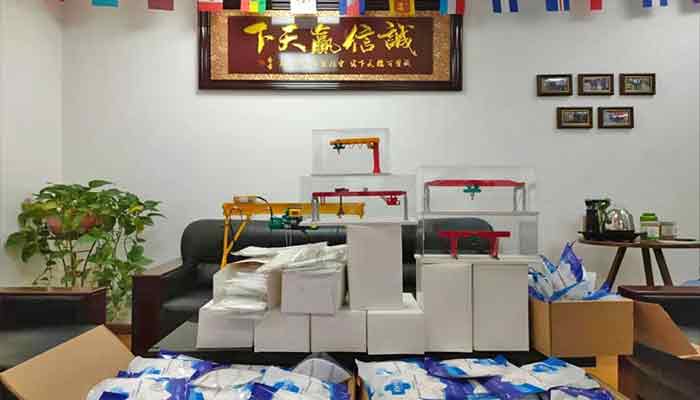 Crane factory is giving out mask