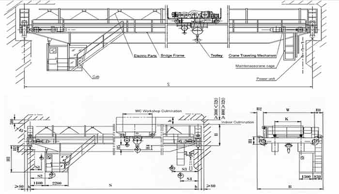 Overhead crane and overhead crane drawing Confirm overhead crane specification to get low cost overhead cranes