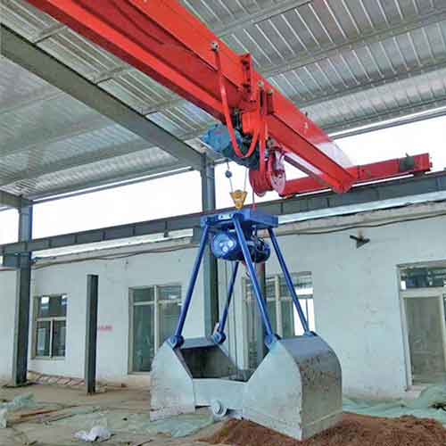 Single girder overhead crane with grab bucket for cement factory